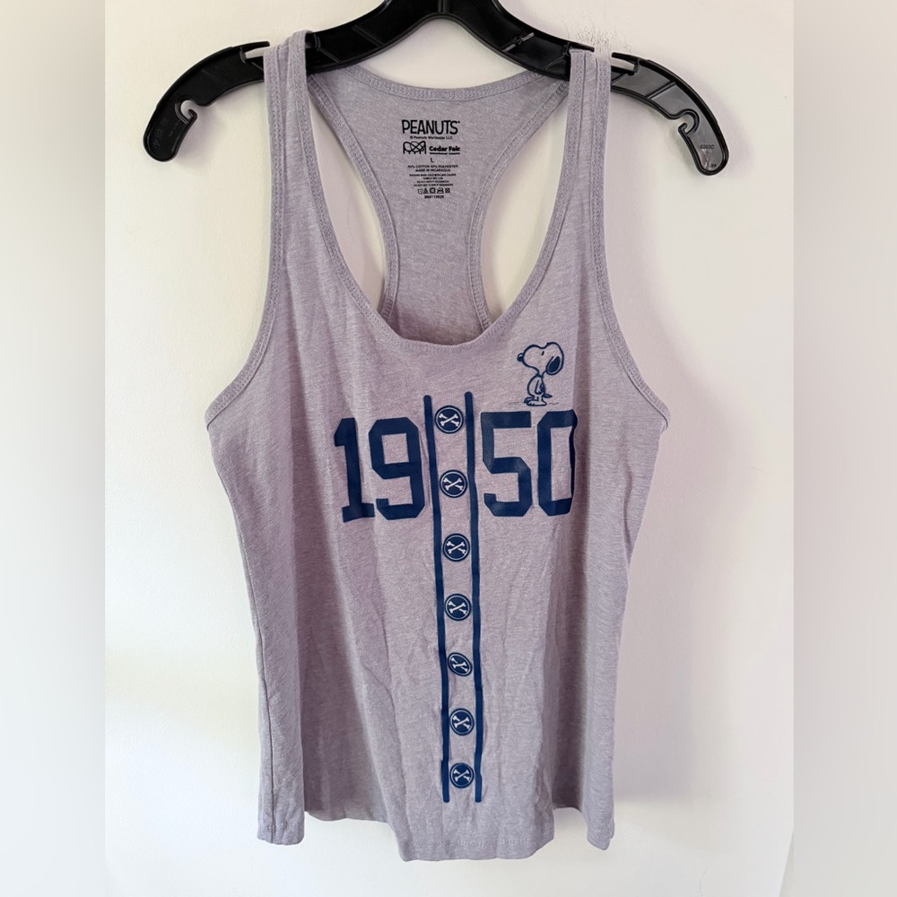 Snoopy Women’s Tank‎ Top Baseball Size Large Peanuts Racerback gray